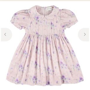 Morley Xori Dress Purple Floral Print Sz 12 Kids Girls Toddler Collar Pouf Prep